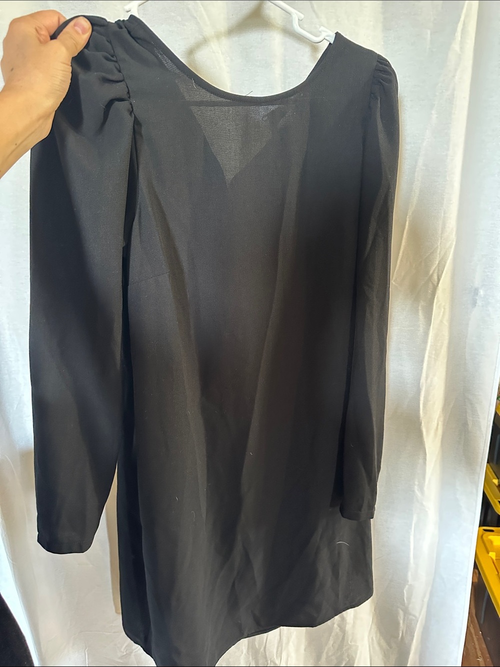 Black Long Sleeve Shift Dress - Women